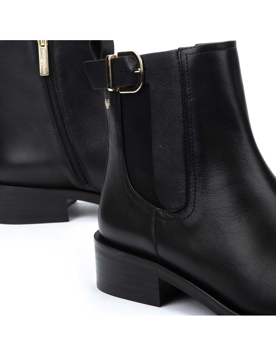 Bota media pierna de cuero para mujer
