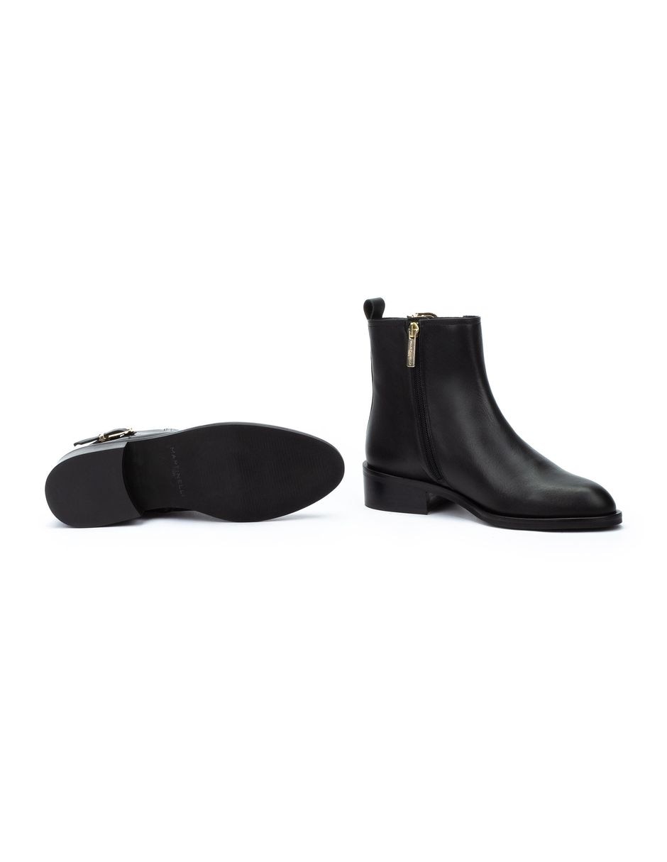 Bota media pierna de cuero para mujer