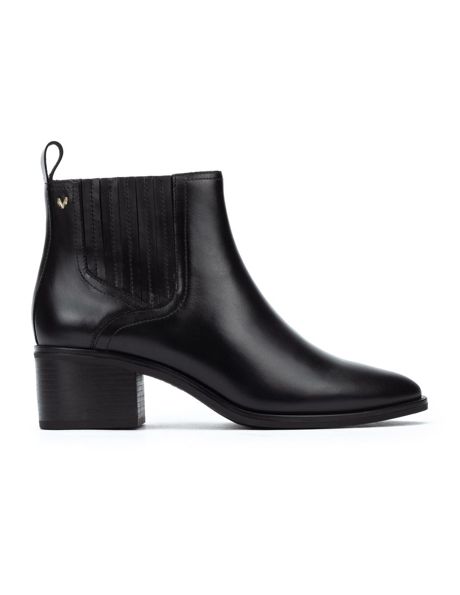 Bota media pierna de cuero para mujer