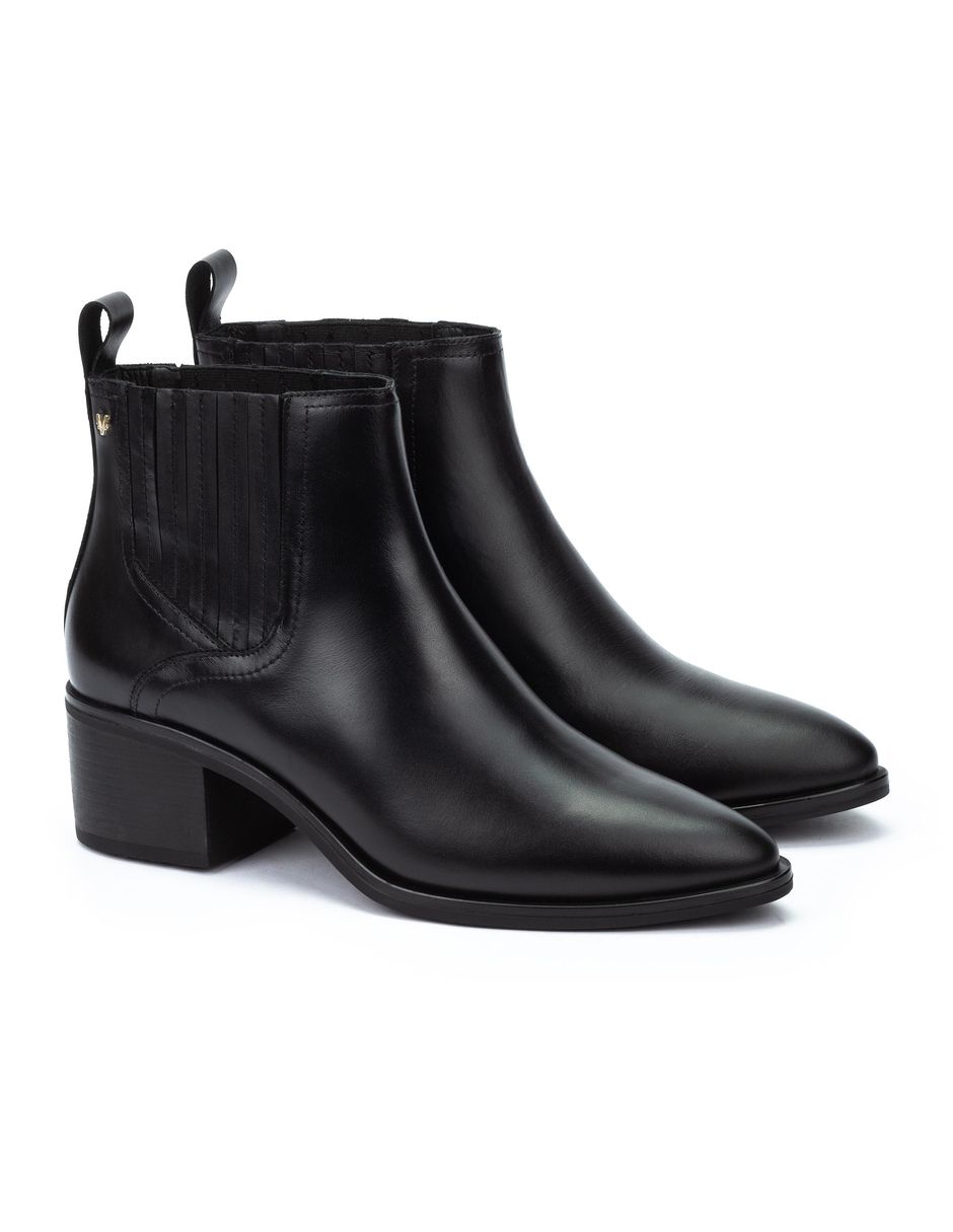 Bota media pierna de cuero para mujer