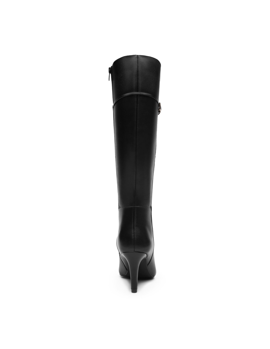 Bota abajo de la rodilla semivestir de piel para mujer 2