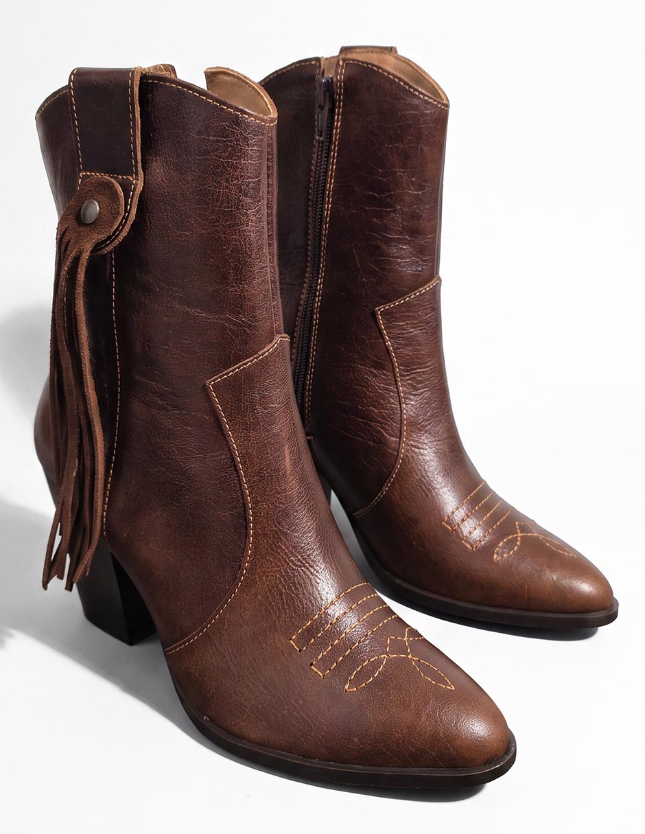 Bota cowboy media pierna Gio de piel para mujer Bota cowboy media pierna Gio de piel para mujer