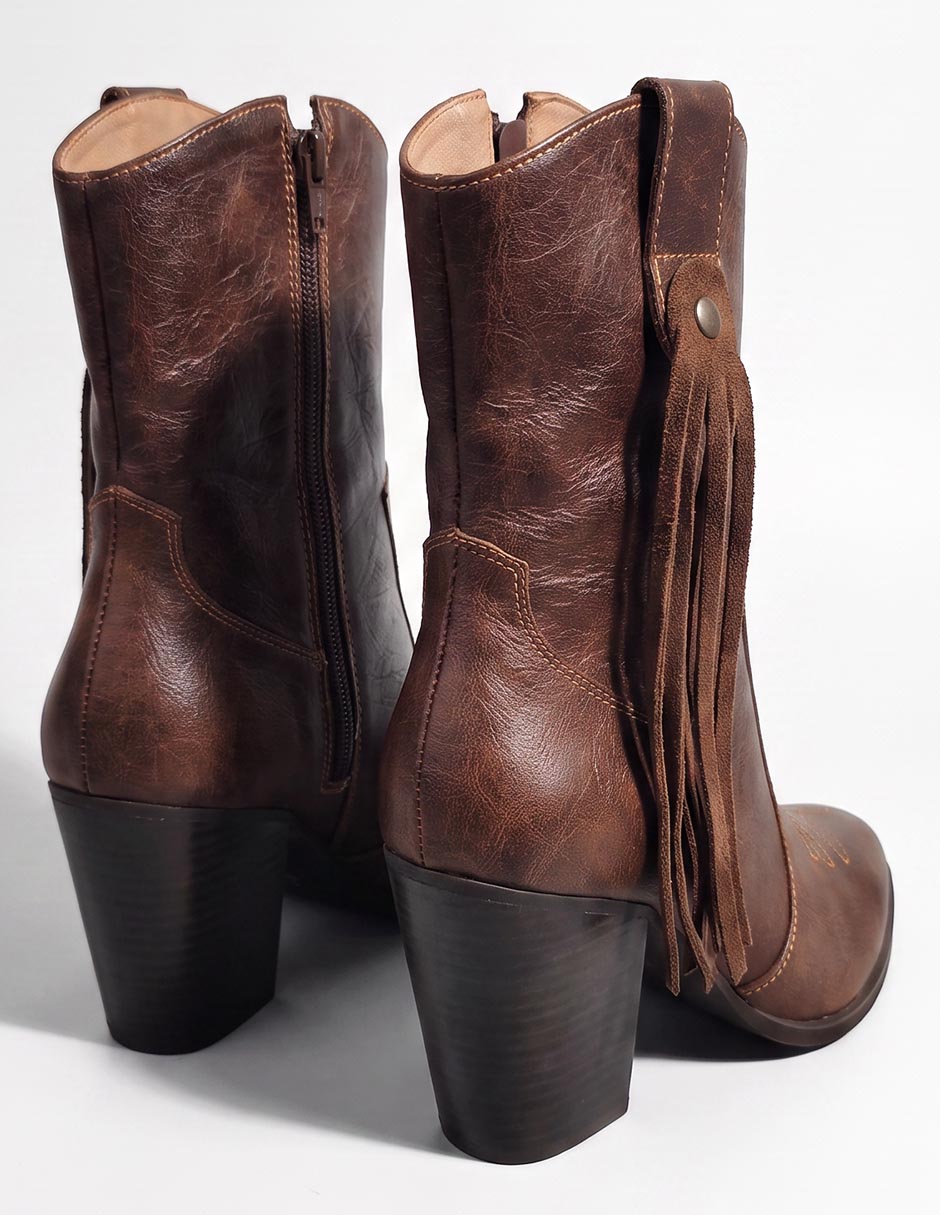 Bota cowboy media pierna Gio de piel para mujer 3