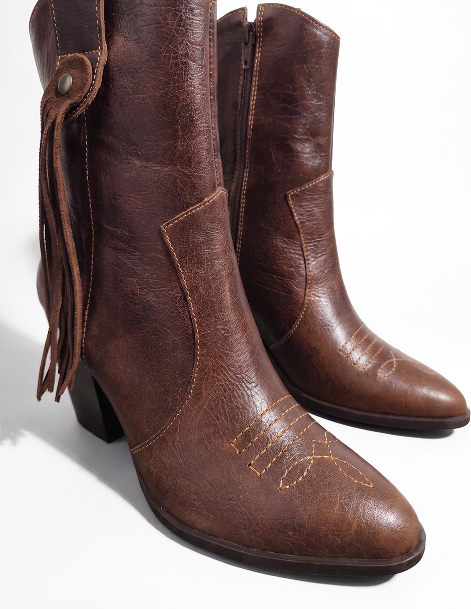 Bota cowboy media pierna Gio de piel para mujer 4