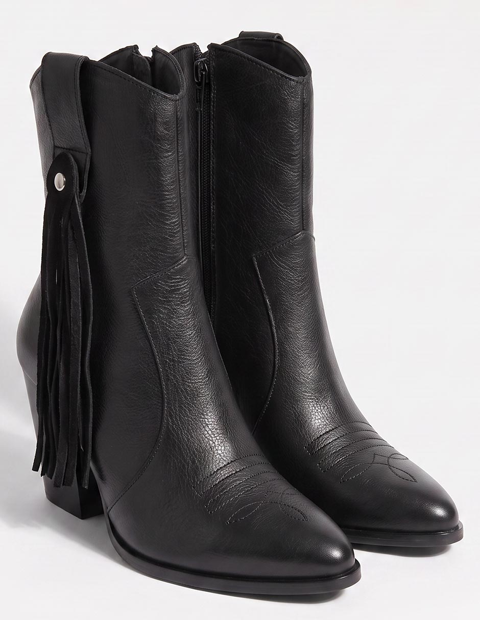 Bota cowboy media pierna gio de piel para mujer