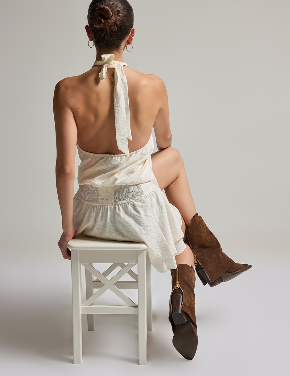 Bota media pierna de piel para mujer 3