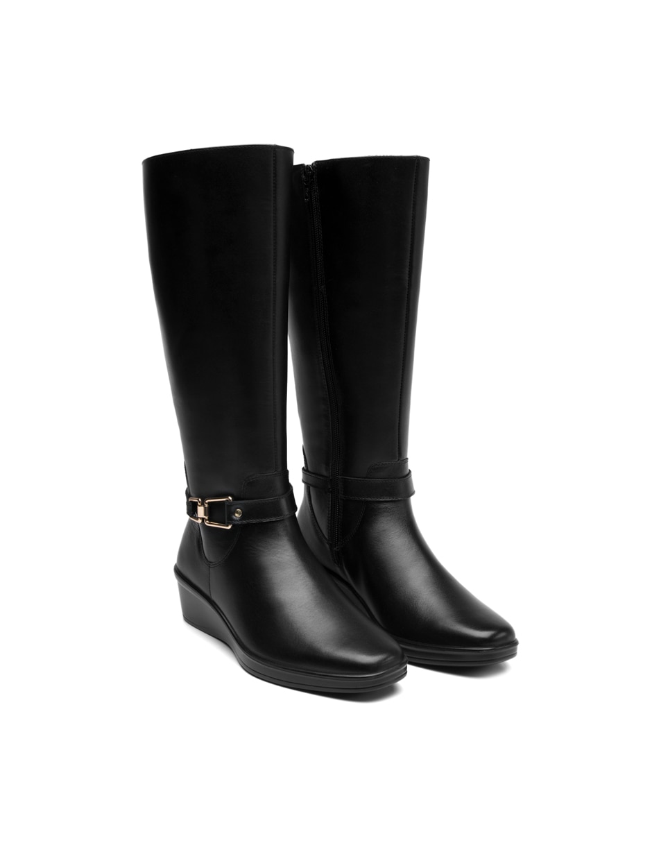 Bota abajo de la rodilla casual de piel para mujer 3