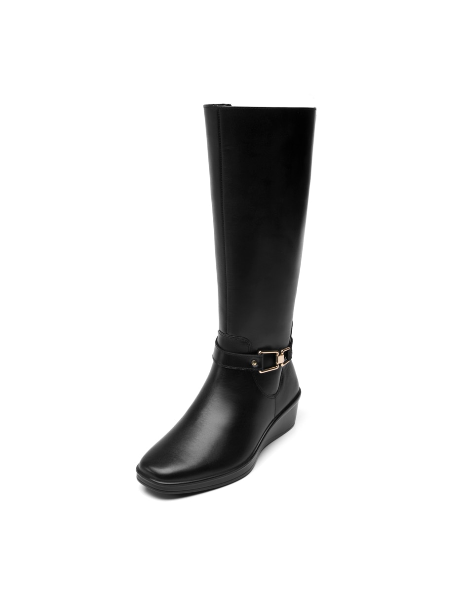 Bota abajo de la rodilla casual de piel para mujer 7