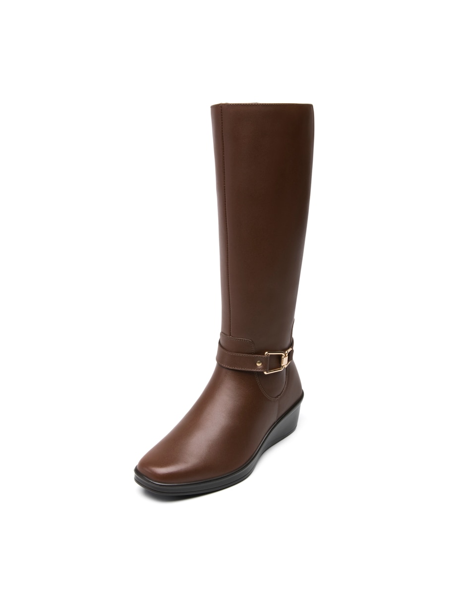 Bota abajo de la rodilla casual de piel para mujer 3