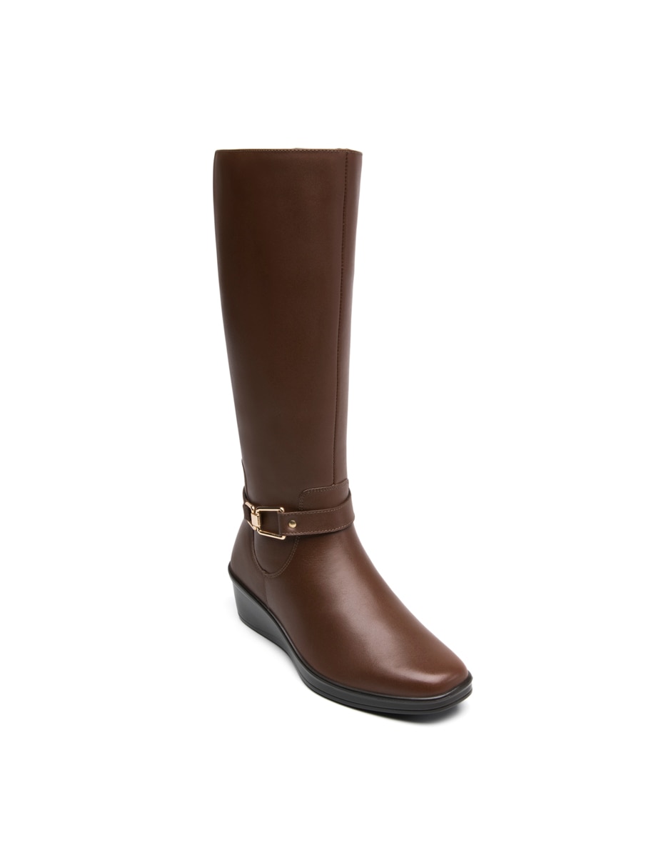 Bota abajo de la rodilla casual de piel para mujer 5