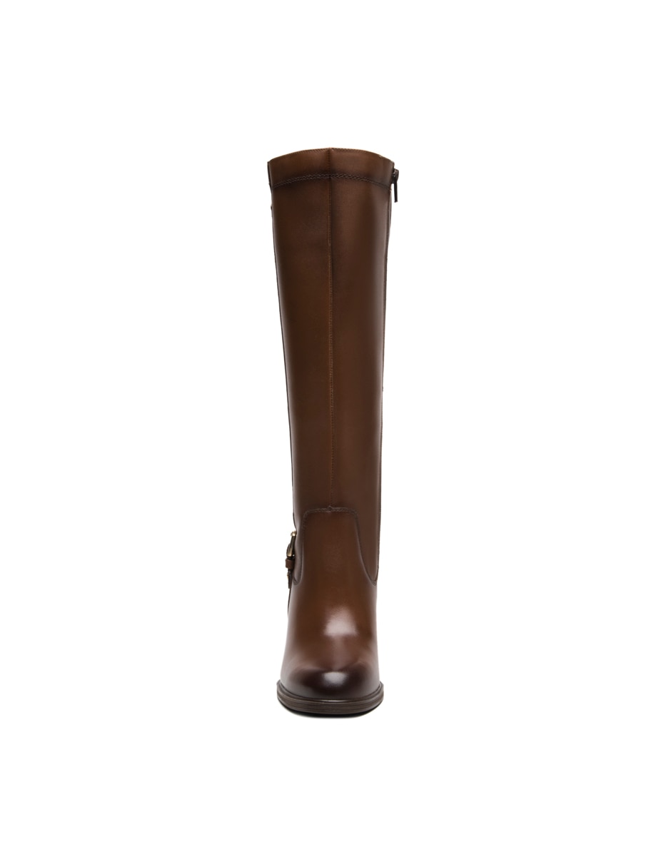 Bota abajo de la rodilla de piel para mujer 4