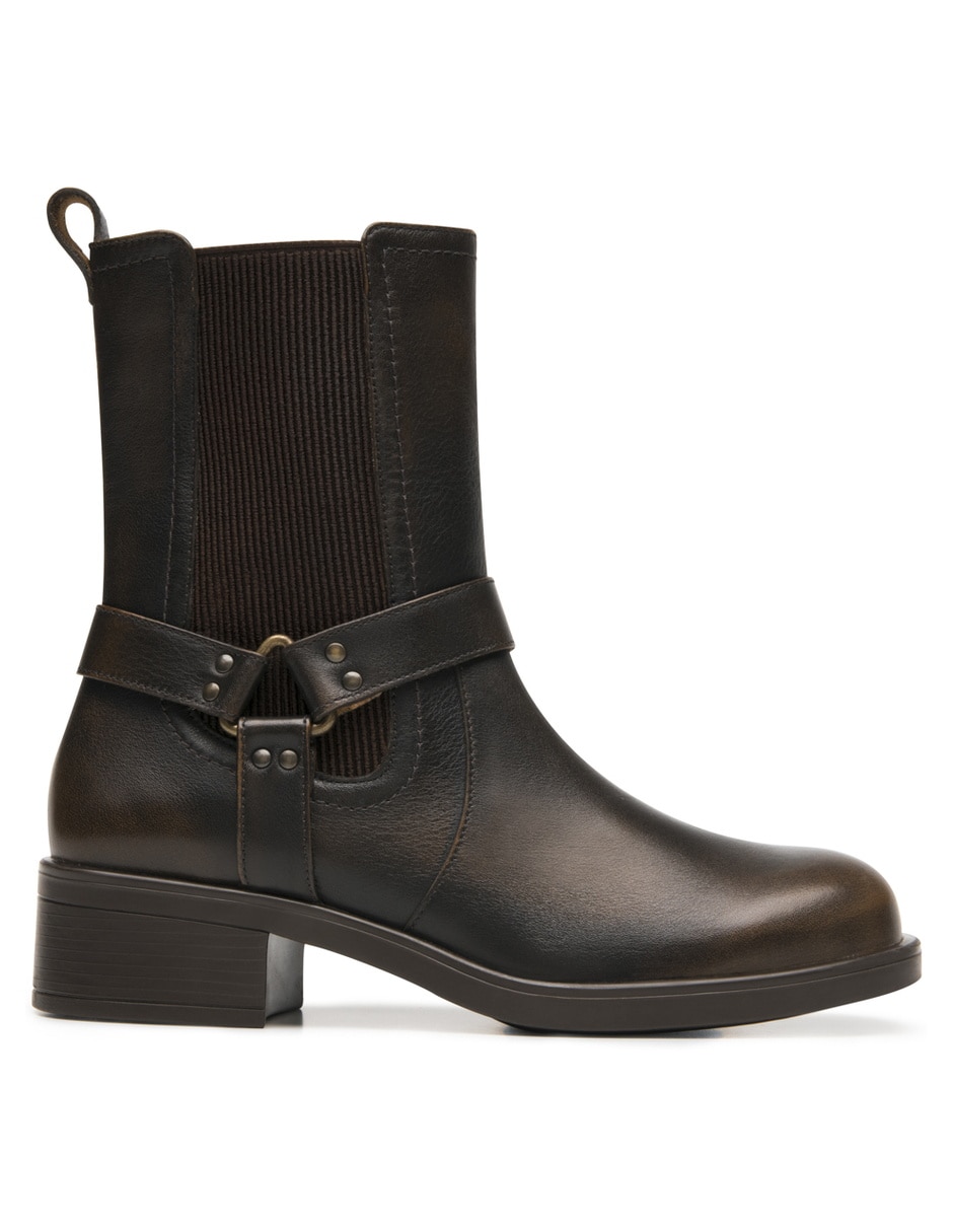 Bota media pierna de piel para mujer Bota media pierna de piel para mujer