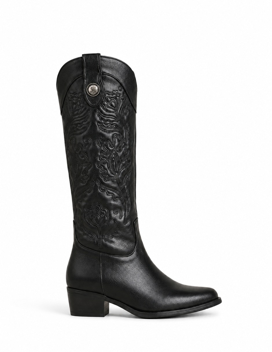 Bota cowboy abajo de la rodilla houston de piel para mujer