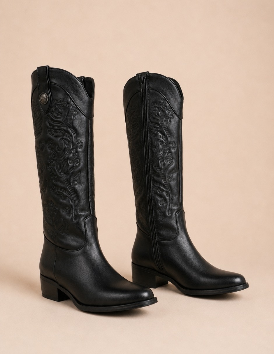 Bota cowboy abajo de la rodilla houston de piel para mujer 8