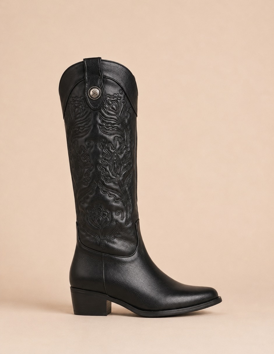 Bota cowboy abajo de la rodilla houston de piel para mujer 9