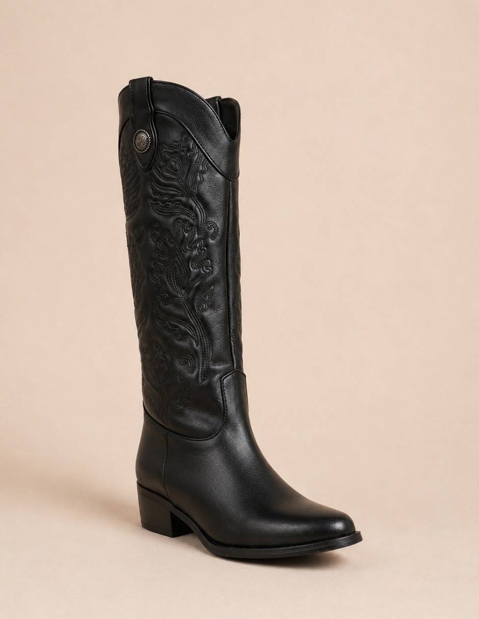 Bota cowboy abajo de la rodilla houston de piel para mujer