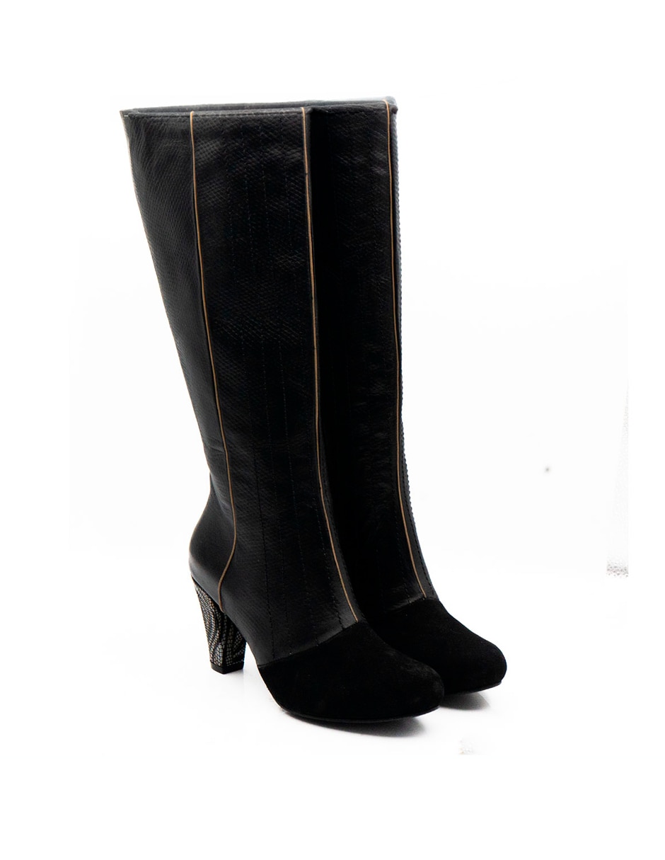 Bota abajo de la rodilla de piel para mujer 7