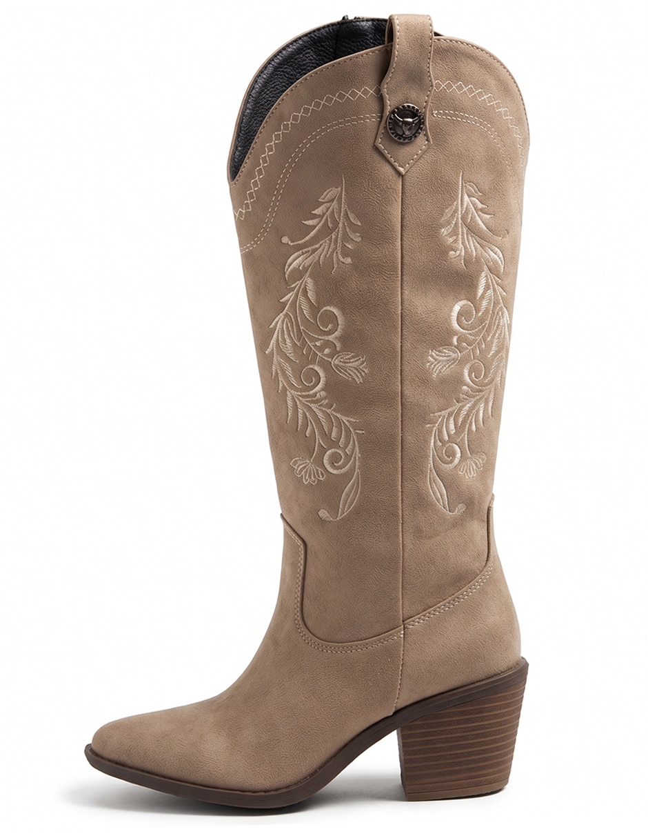 Bota cowboy Rodilla Botas Texanas de Gamuza para mujer