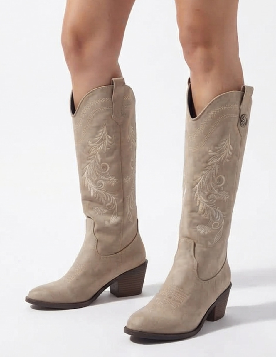 Bota cowboy Rodilla Botas Texanas de Gamuza para mujer 8