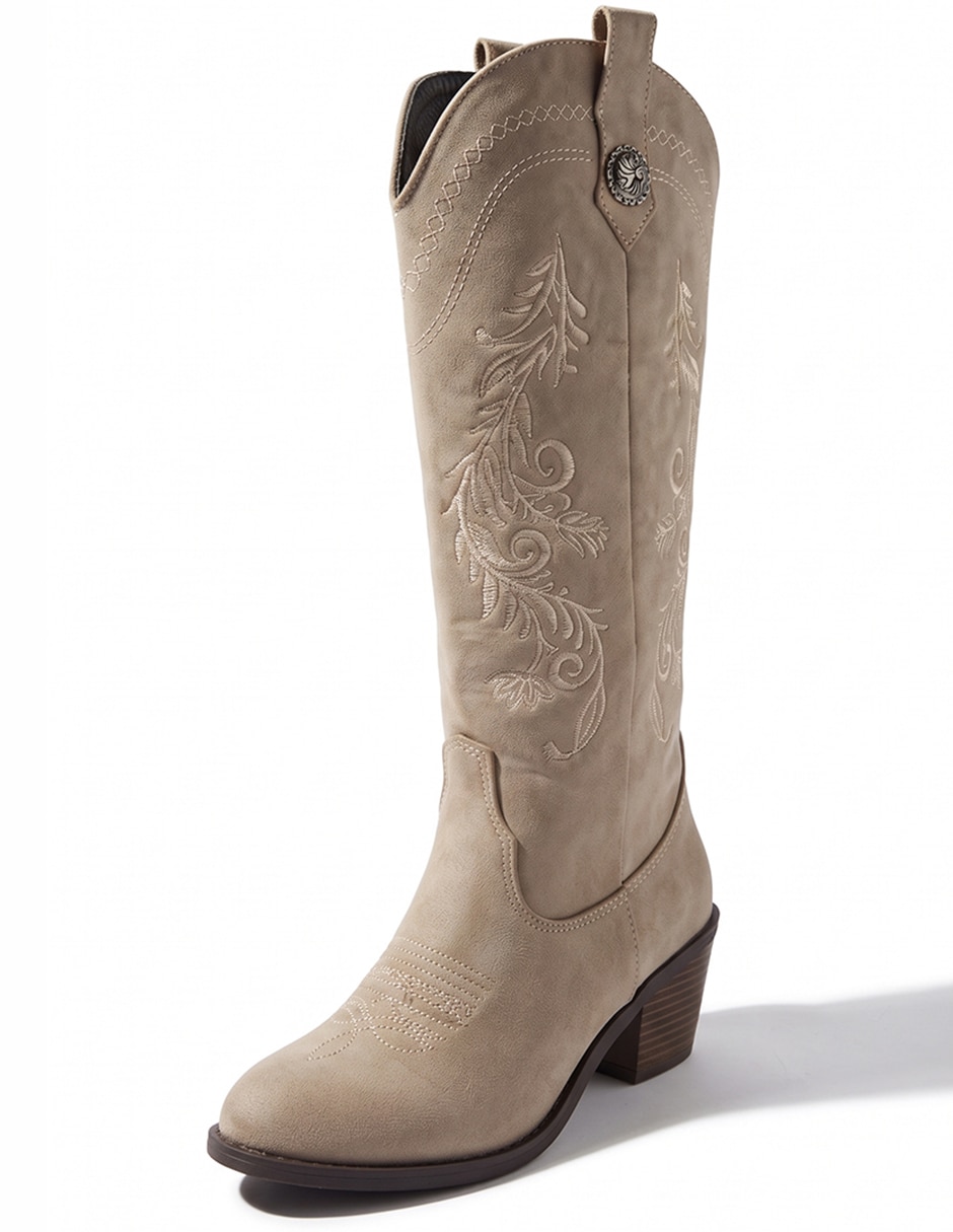 Bota cowboy Rodilla Botas Texanas de Gamuza para mujer 12
