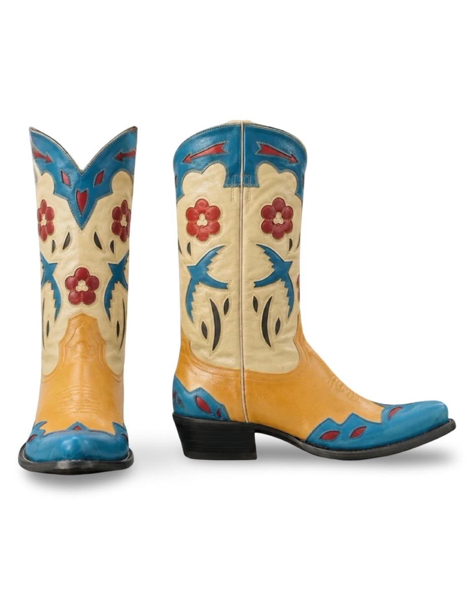 Bota cowboy media pierna blue bird vintage de piel para mujer 7