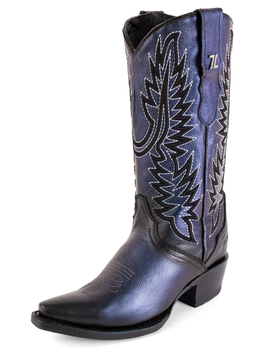 Bota cowboy media pierna vaquera 3008 de piel para mujer 7