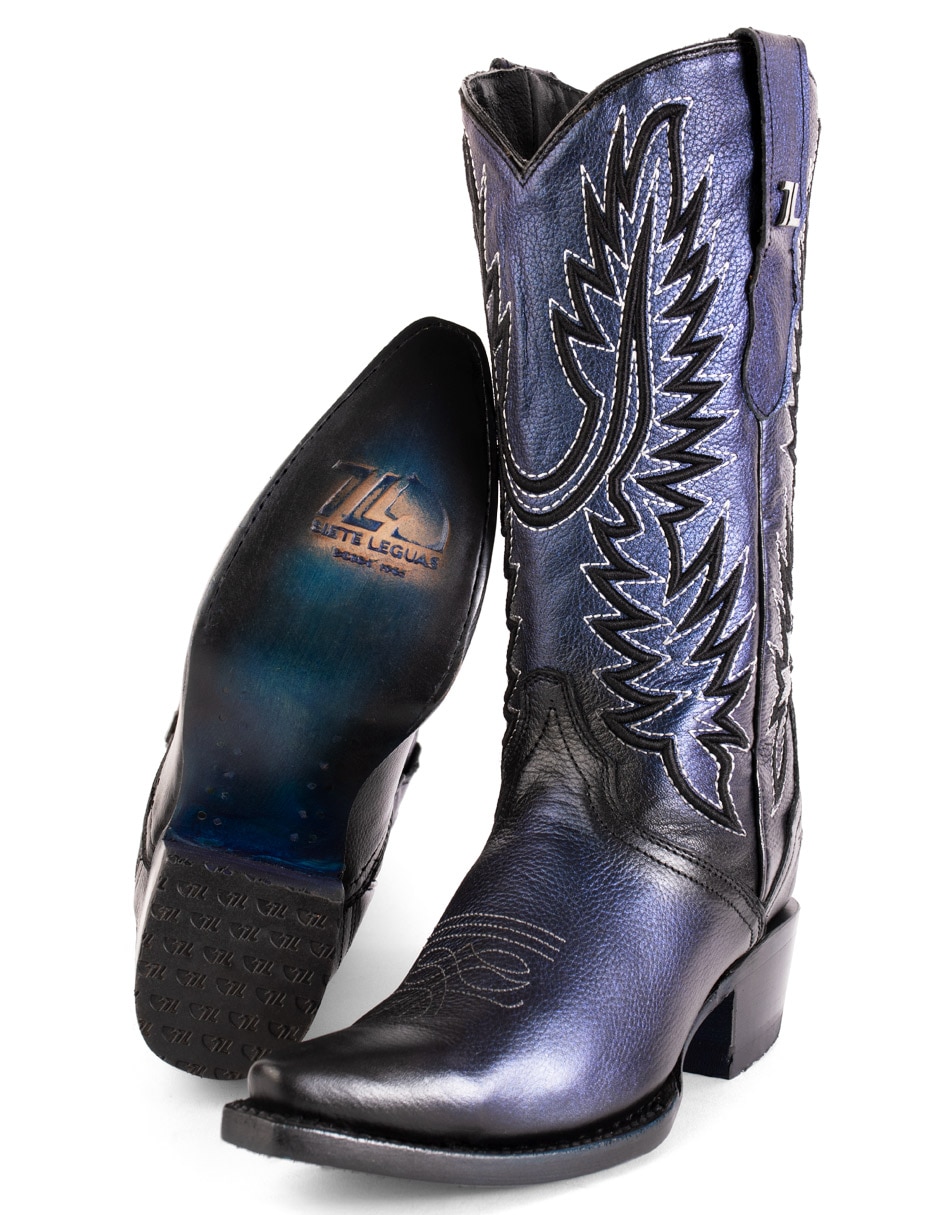 Bota cowboy media pierna vaquera 3008 de piel para mujer 3