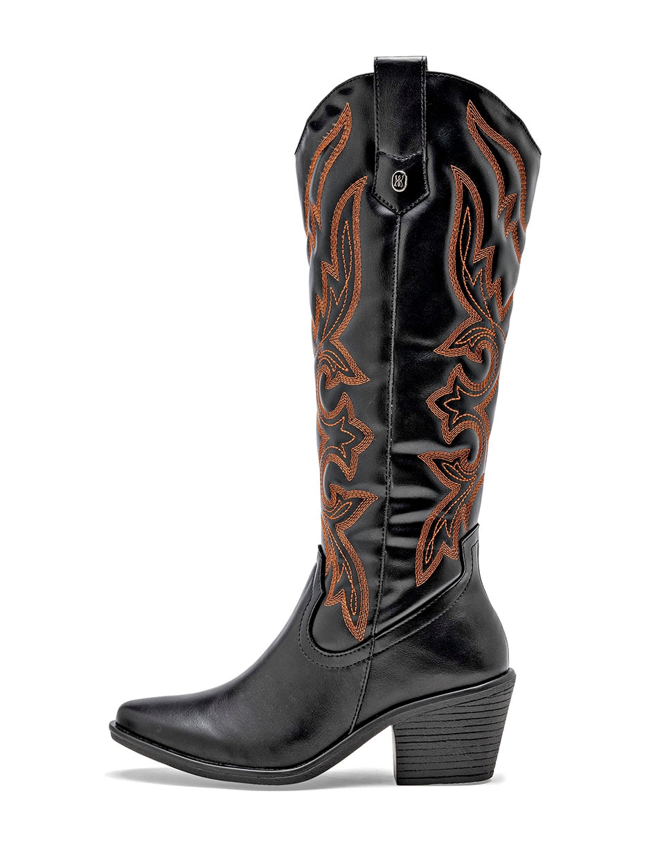 Bota cowboy media pierna para mujer
