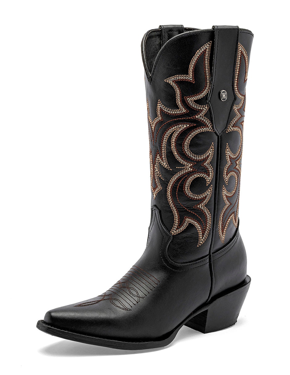 Bota cowboy media pierna de piel para mujer 4