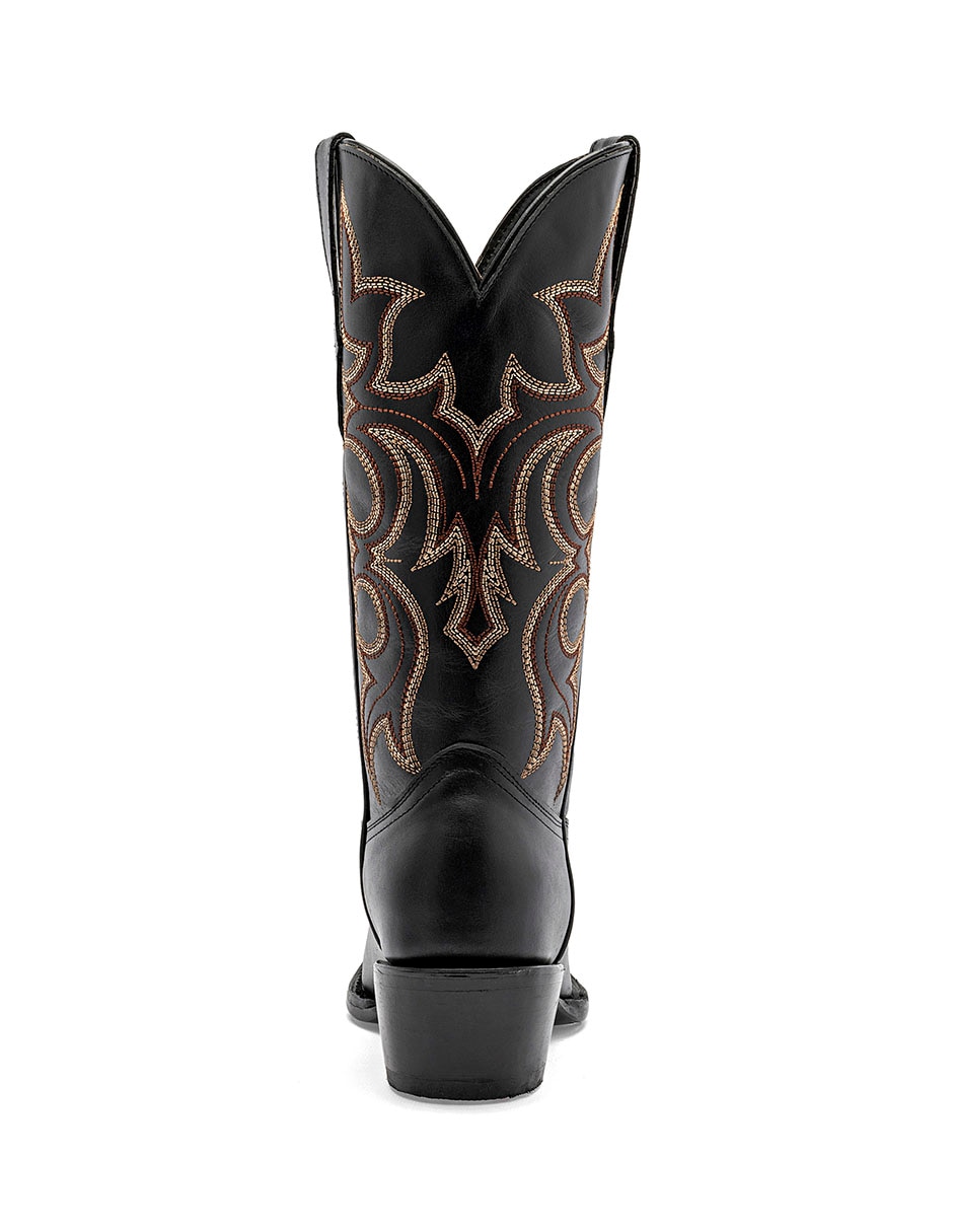 Bota cowboy media pierna de piel para mujer 3