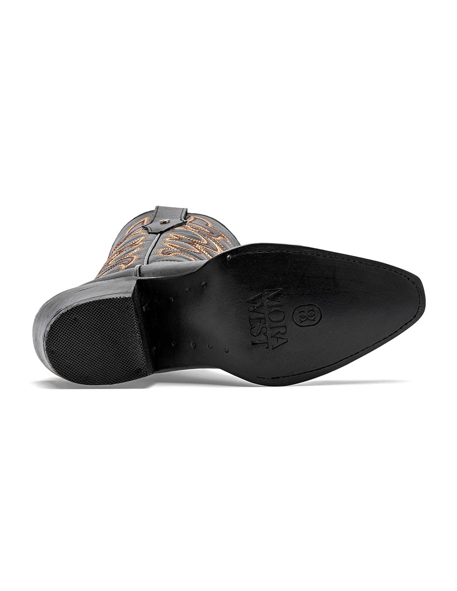 Bota cowboy media pierna de piel para mujer 2