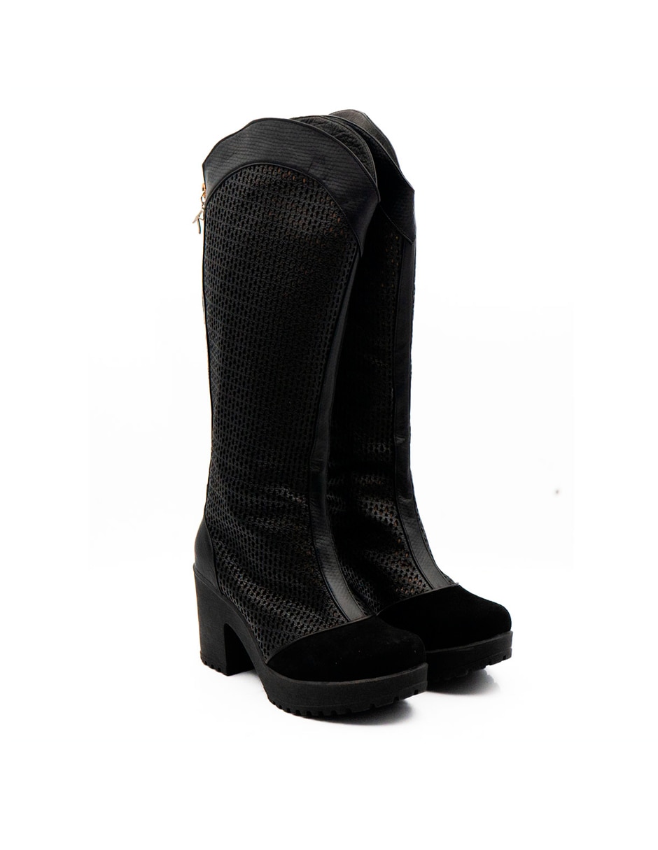 Bota abajo de la rodilla de piel para mujer 5
