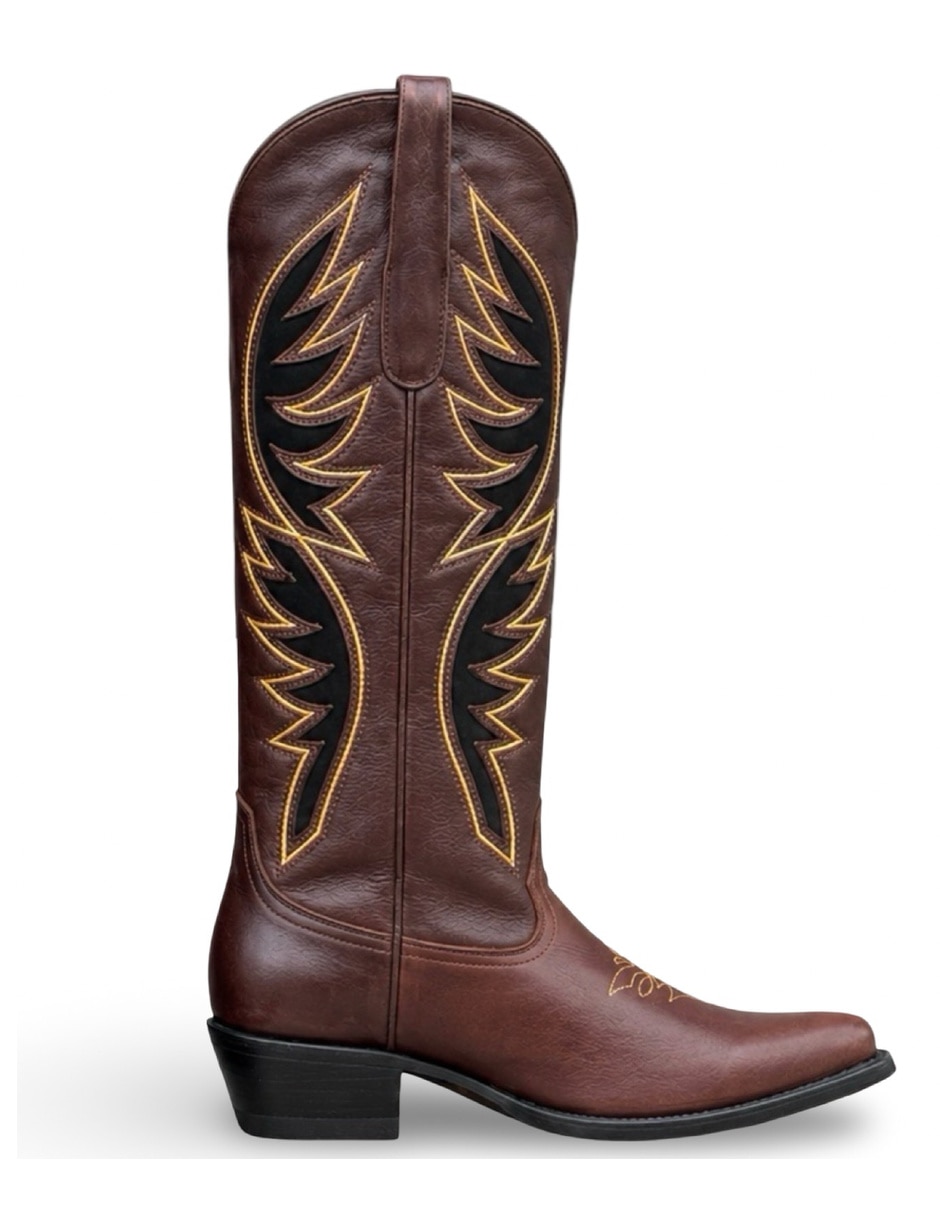 Bota cowboy abajo de la rodilla maggie de piel para mujer