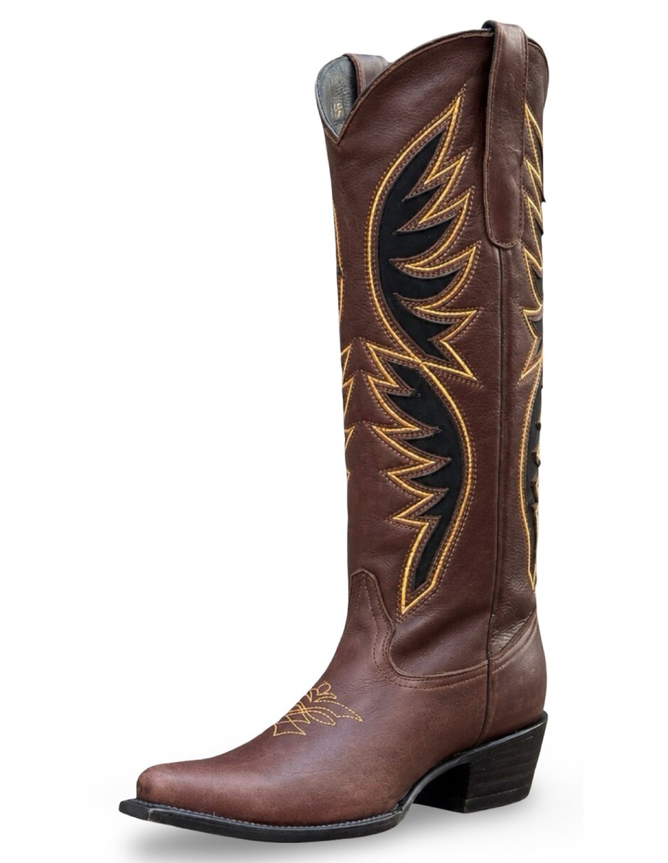 Bota cowboy abajo de la rodilla maggie de piel para mujer 5