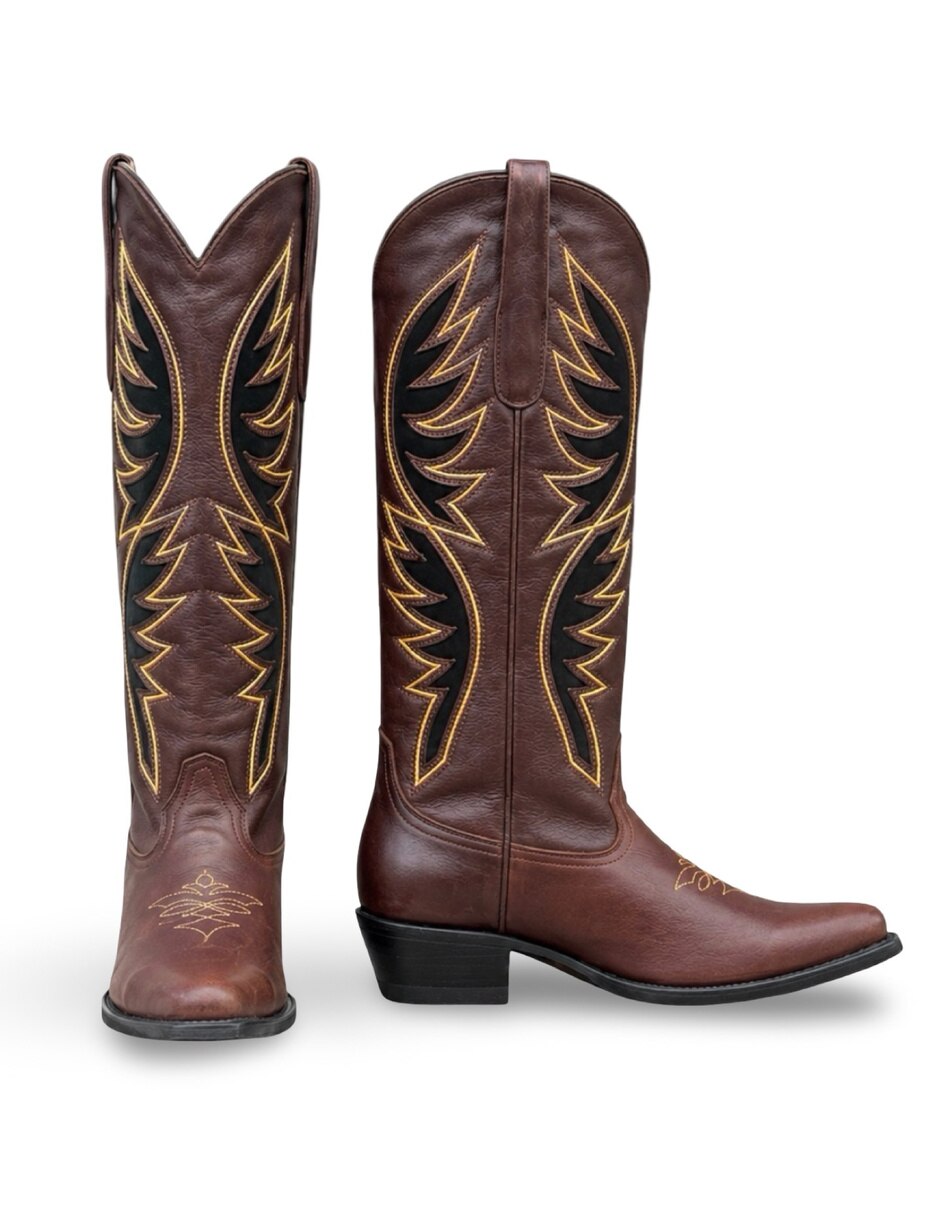 Bota cowboy abajo de la rodilla maggie de piel para mujer 6