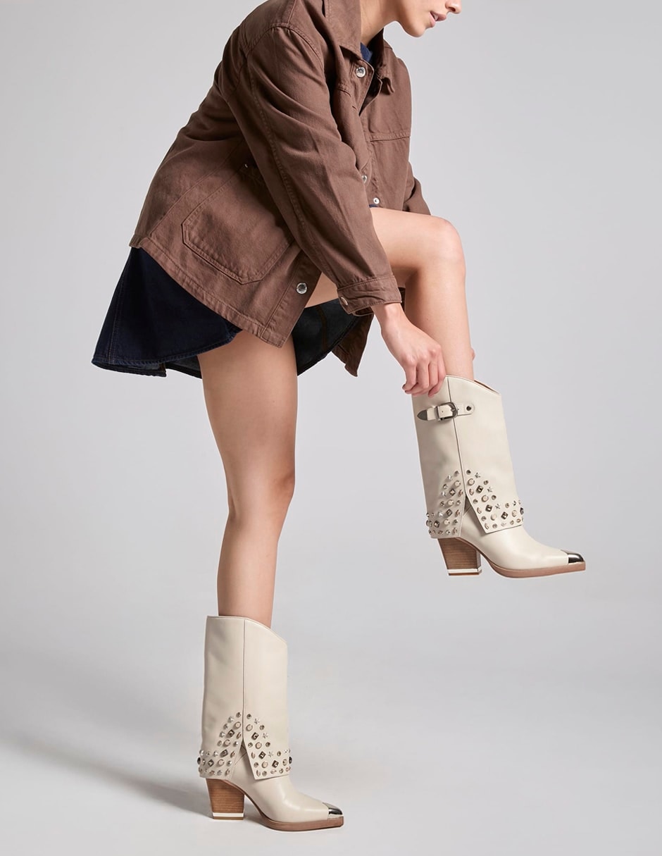Bota media pierna de piel para mujer 3