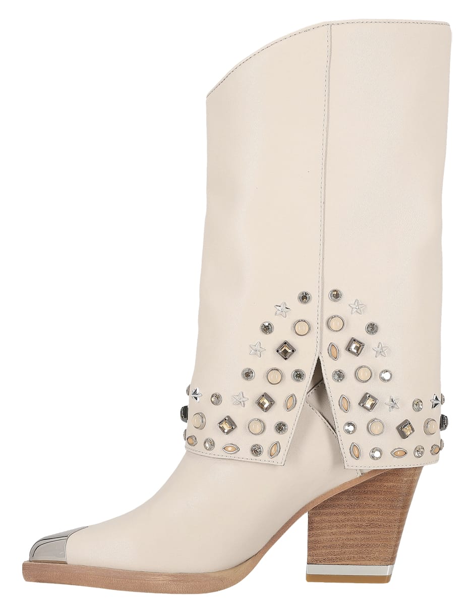 Bota media pierna de piel para mujer 4
