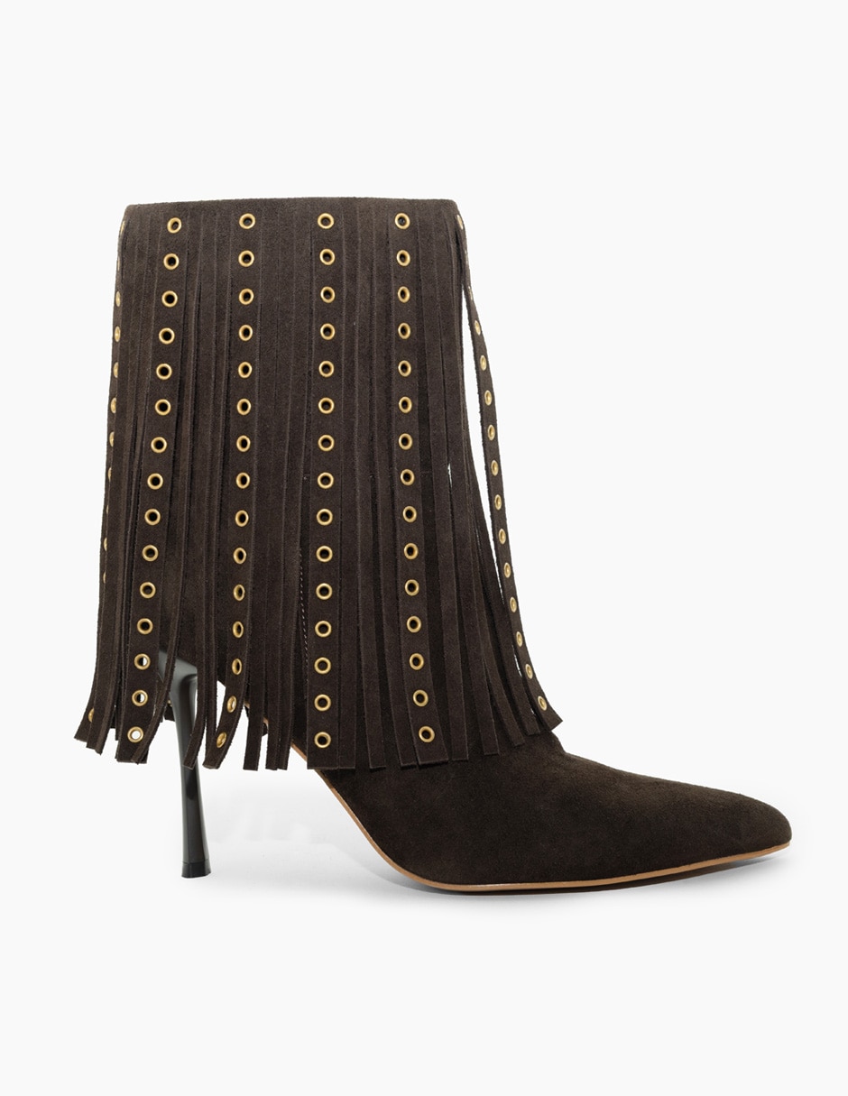 Botín arriba del tobillo Boho Chic de piel para mujer Botín arriba del tobillo Boho Chic de piel para mujer