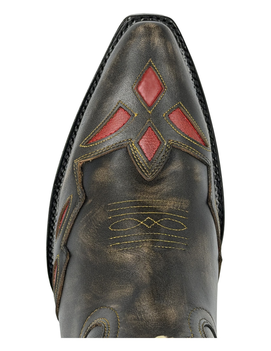 Bota cowboy media pierna blue bird dark vintage de piel para mujer 3
