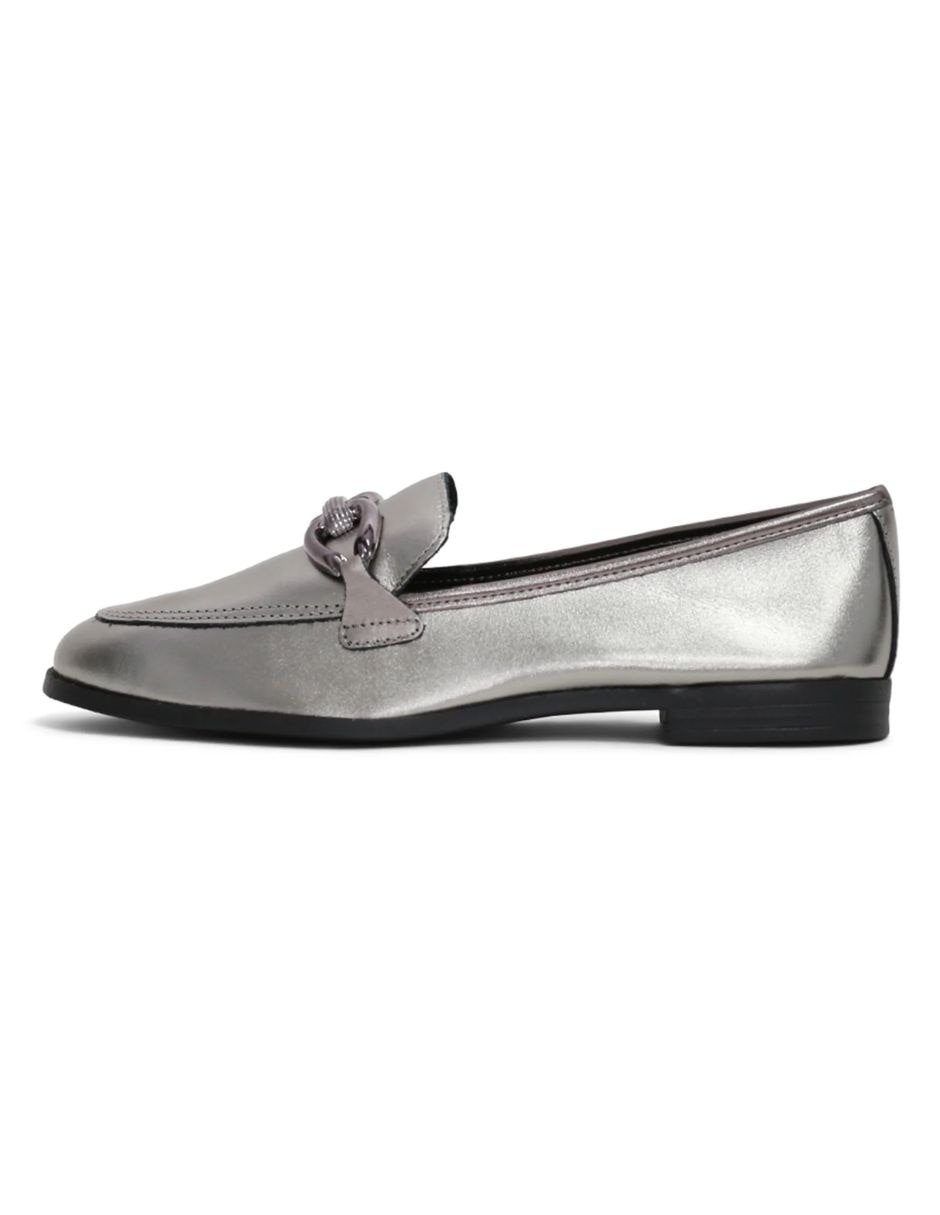 Mocasín glow de piel para mujer
