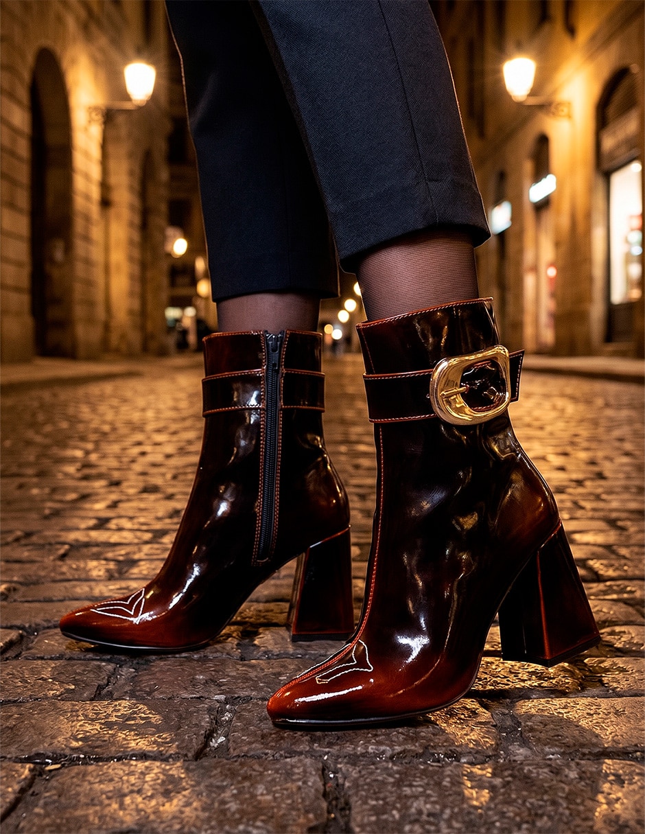 Bota Arriba del tobillo Trendy de Charol para mujer 5