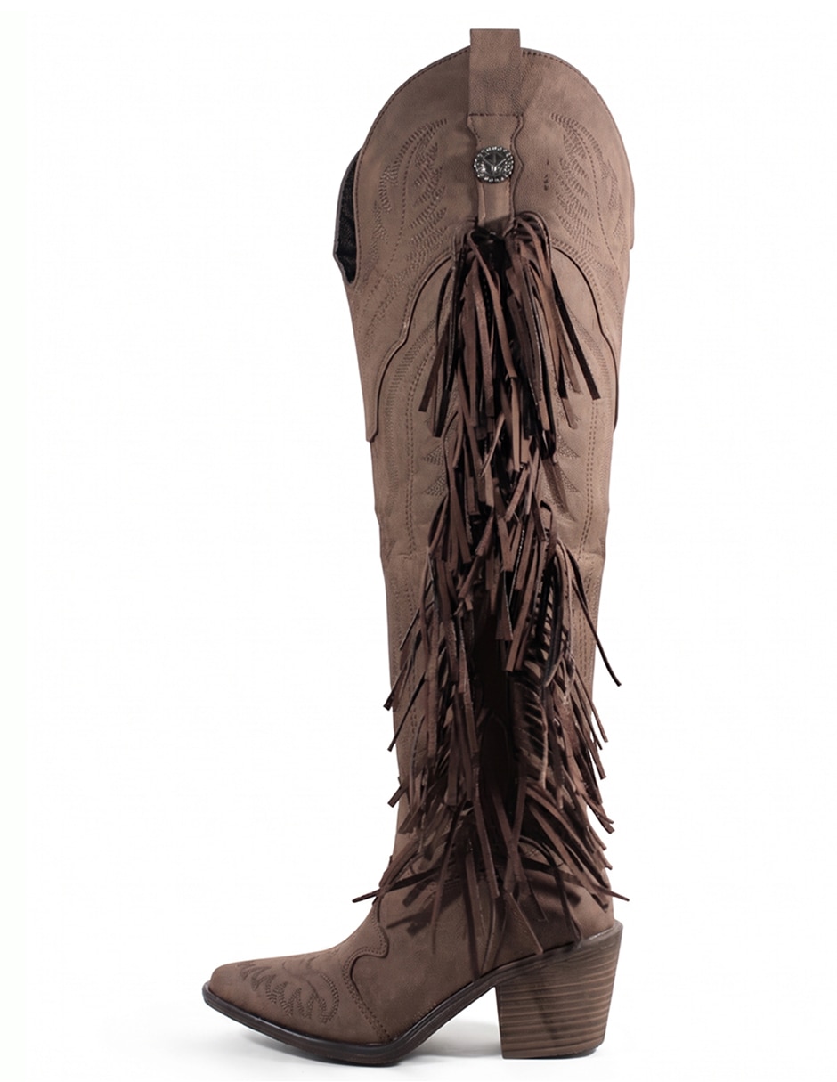 Bota cowboy Arriba de la rodilla Botas Western de Gamuza para mujer Bota cowboy Arriba de la rodilla Botas Western de Gamuza para mujer