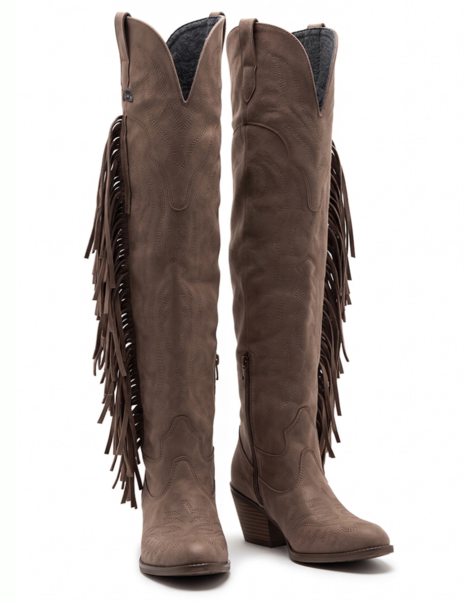Bota cowboy Arriba de la rodilla Botas Western de Gamuza para mujer 3