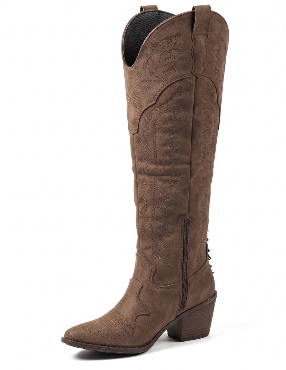 Bota cowboy Arriba de la rodilla Botas Western de Gamuza para mujer 9