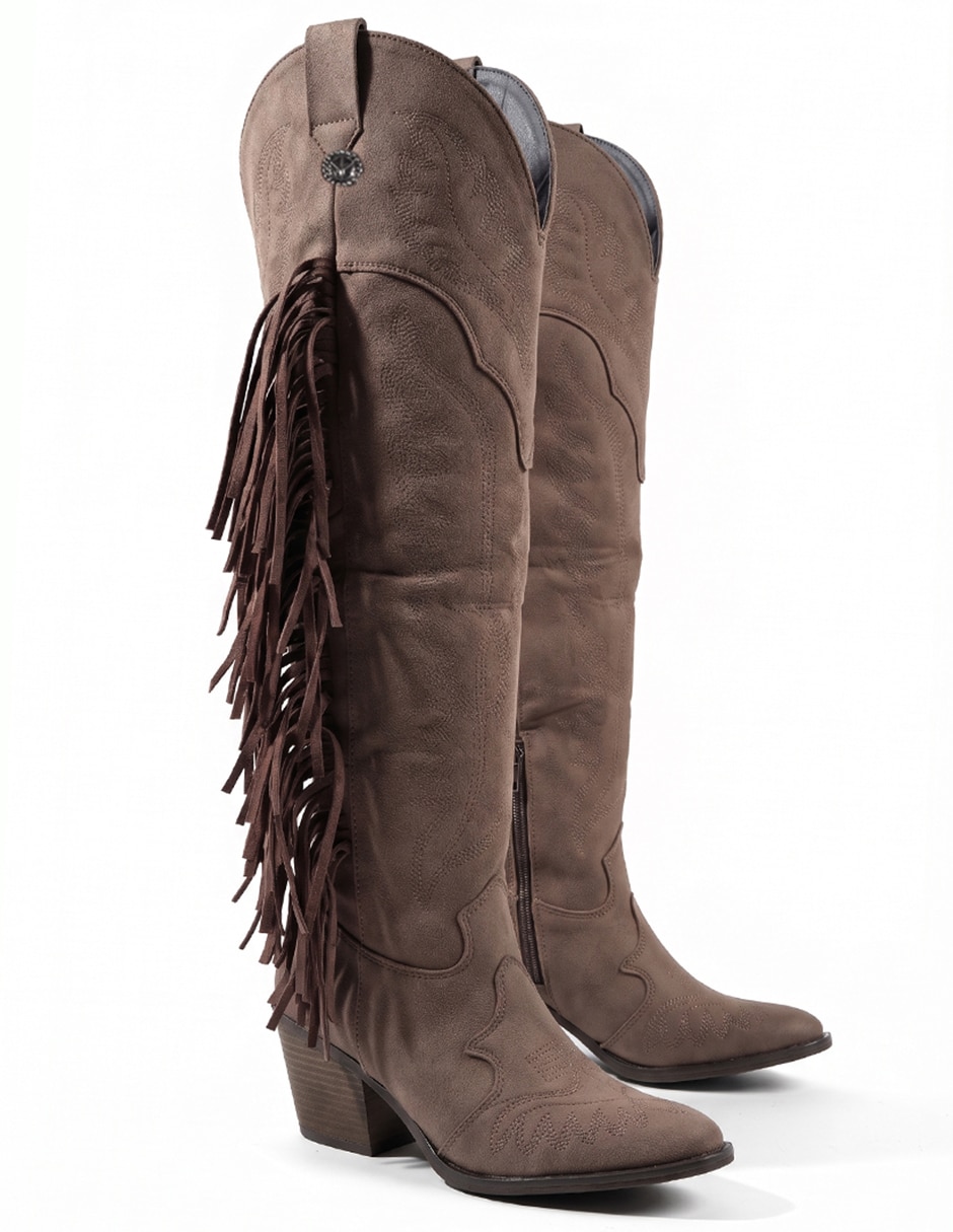Bota cowboy Arriba de la rodilla Botas Western de Gamuza para mujer 10