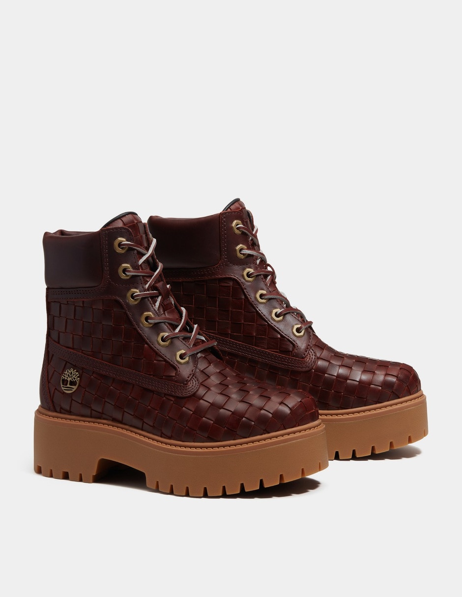 Bota Arriba del tobillo Botas de plataforma tejidas Stone Street de 6 pulgadas para Mujer Vino TB0A5VWZ01W de Piel para mujer 4