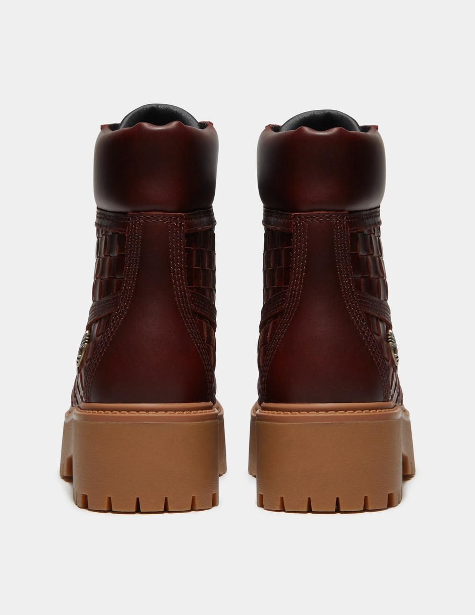 Bota Arriba del tobillo Botas de plataforma tejidas Stone Street de 6 pulgadas para Mujer Vino TB0A5VWZ01W de Piel para mujer 5