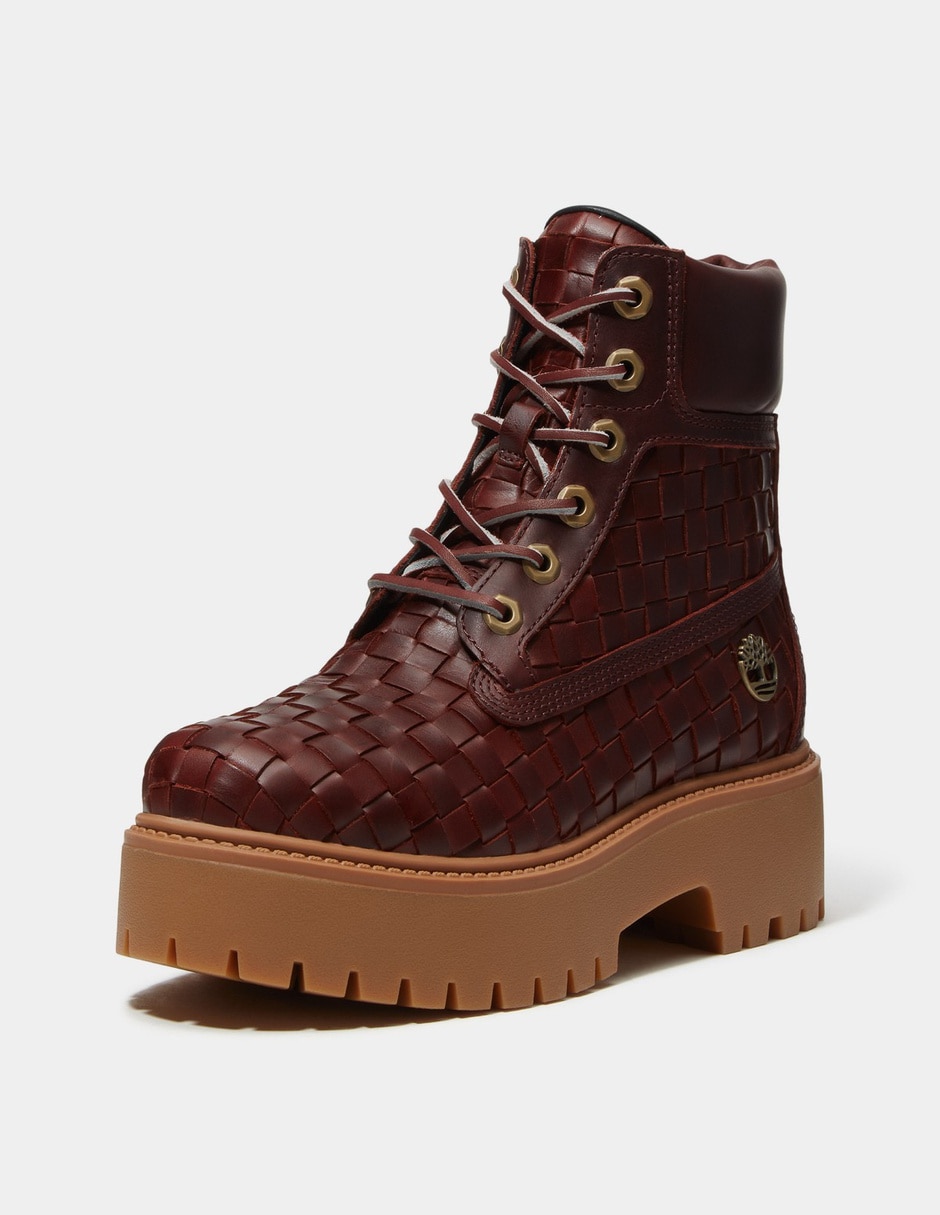 Bota Arriba del tobillo Botas de plataforma tejidas Stone Street de 6 pulgadas para Mujer Vino TB0A5VWZ01W de Piel para mujer 9