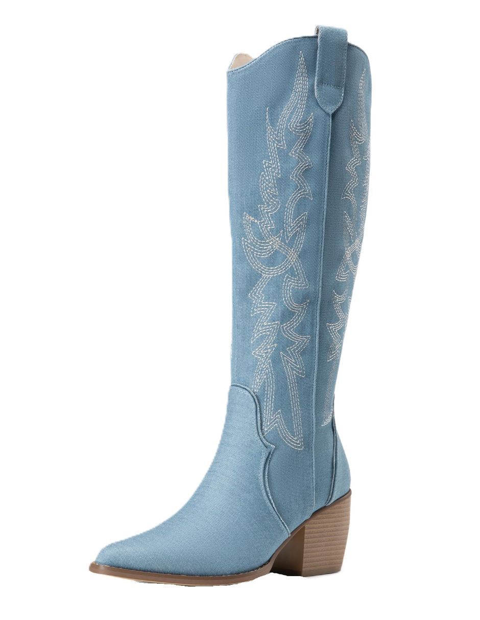 Bota cowboy Abajo de la rodilla de Mezclilla para mujer
