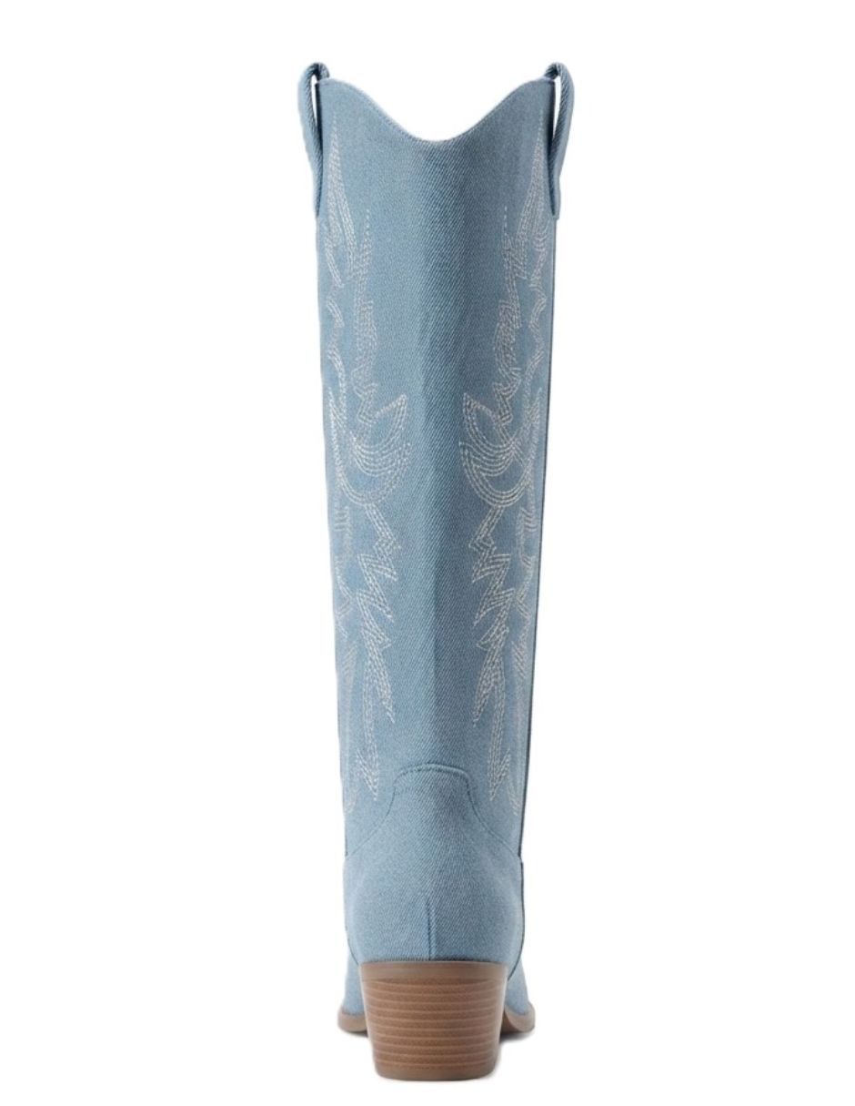 Bota cowboy Abajo de la rodilla de Mezclilla para mujer 2
